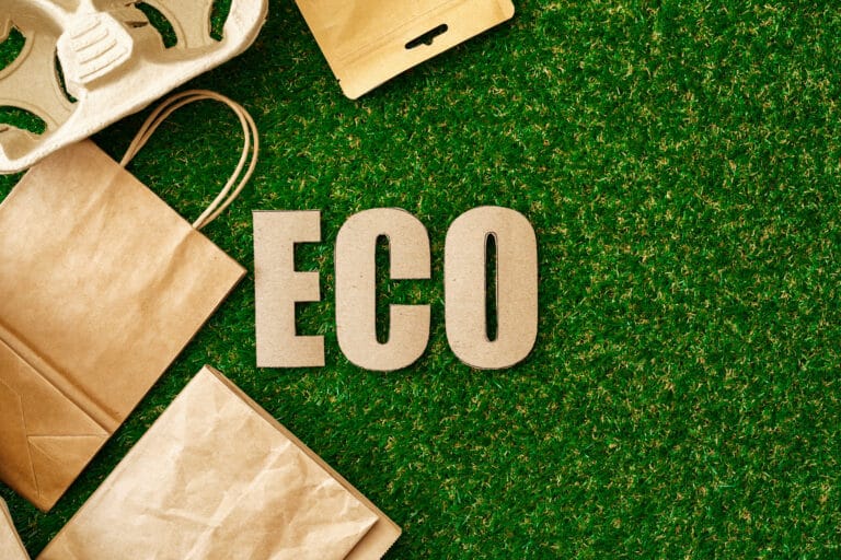 Sac écologique en papier artisanal, concept de consommation écologique